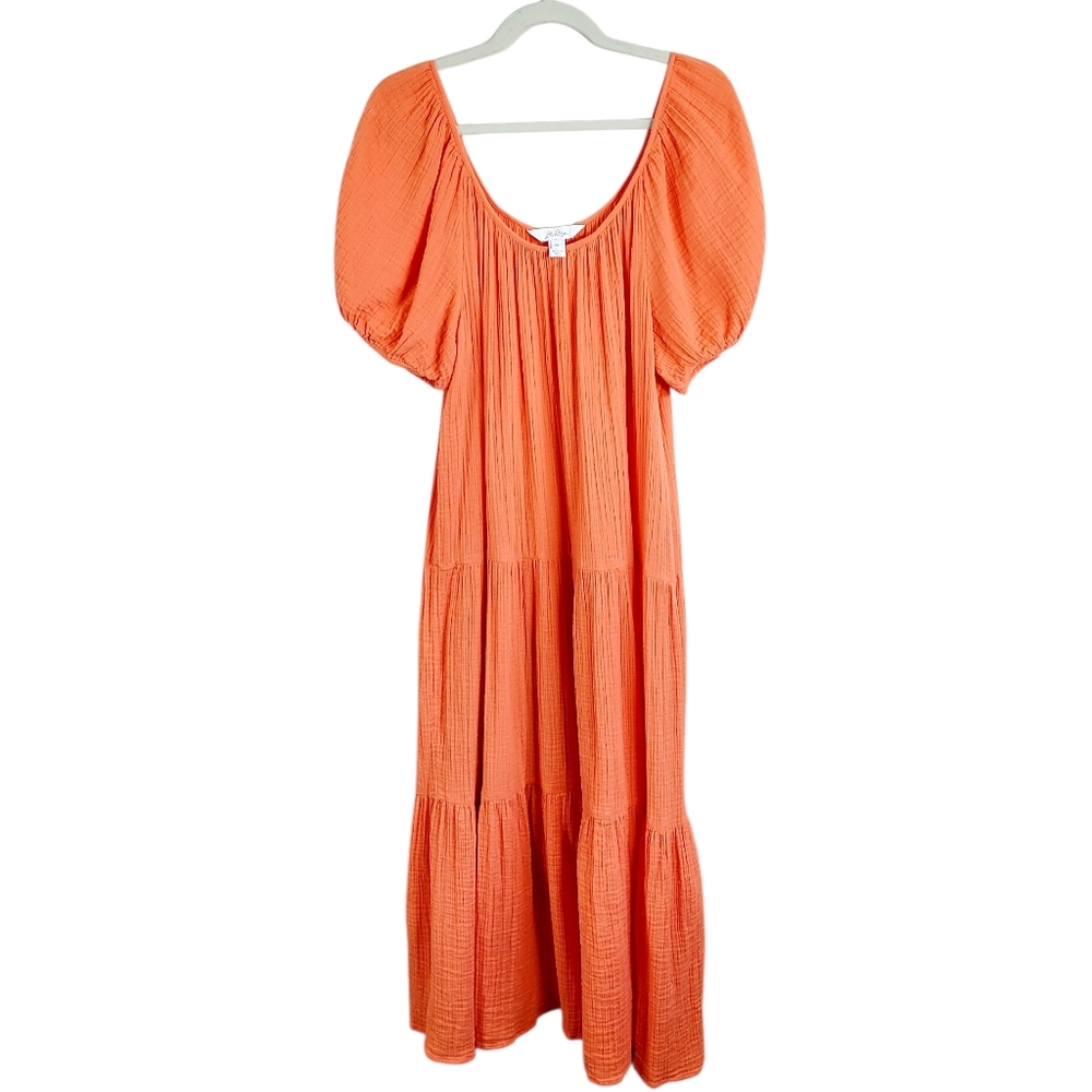 LILLY PULITZER Zemini Crinkle Cotton Gauze Tiered Puff Sleeve Maxi Coverup Dress - Picture 2 of 9